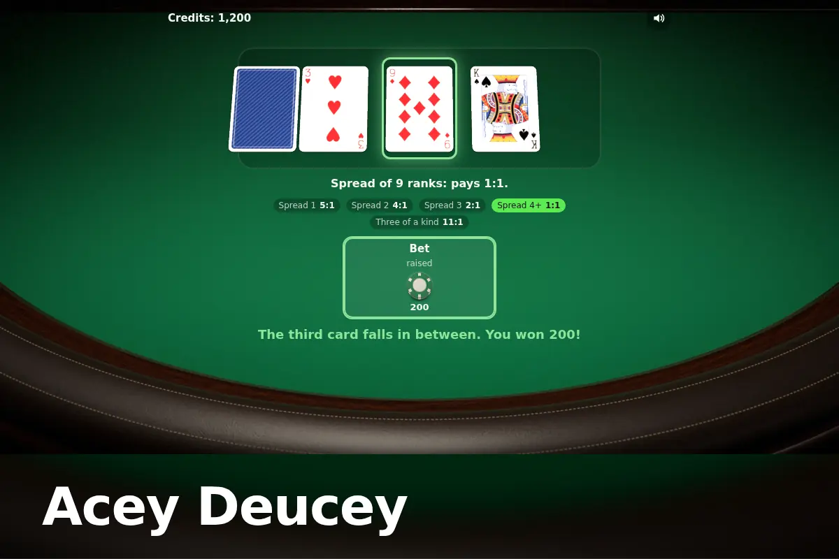 Acey Deucey game screen
