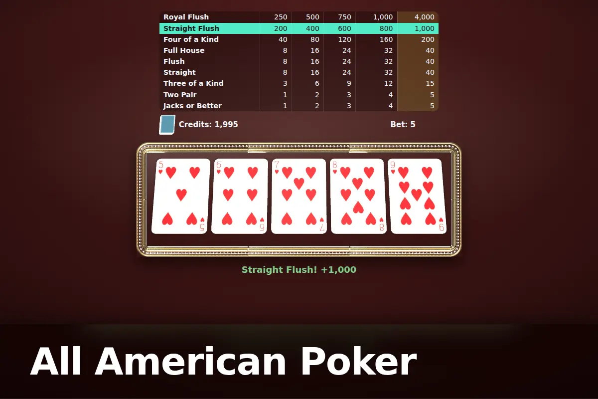 All American Poker game screen