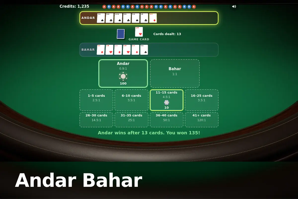 Andar Bahar game screen