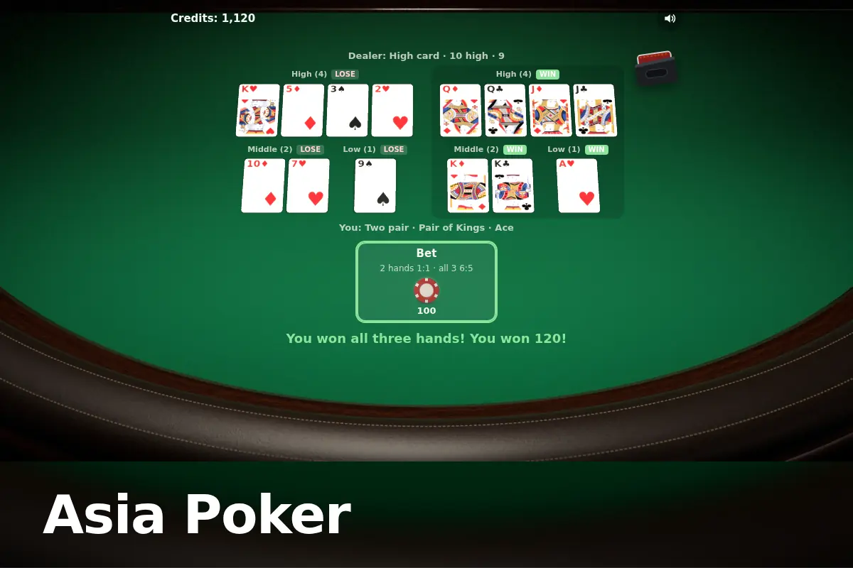 Asia Poker game screen
