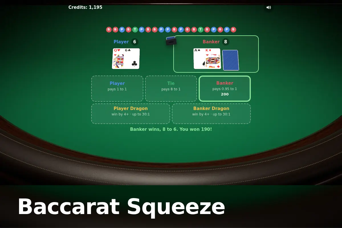 Baccarat Squeeze game screen