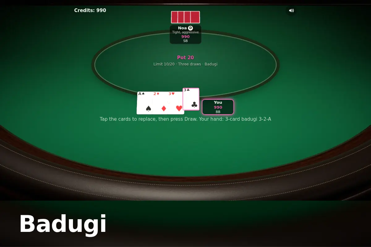 Badugi game screen