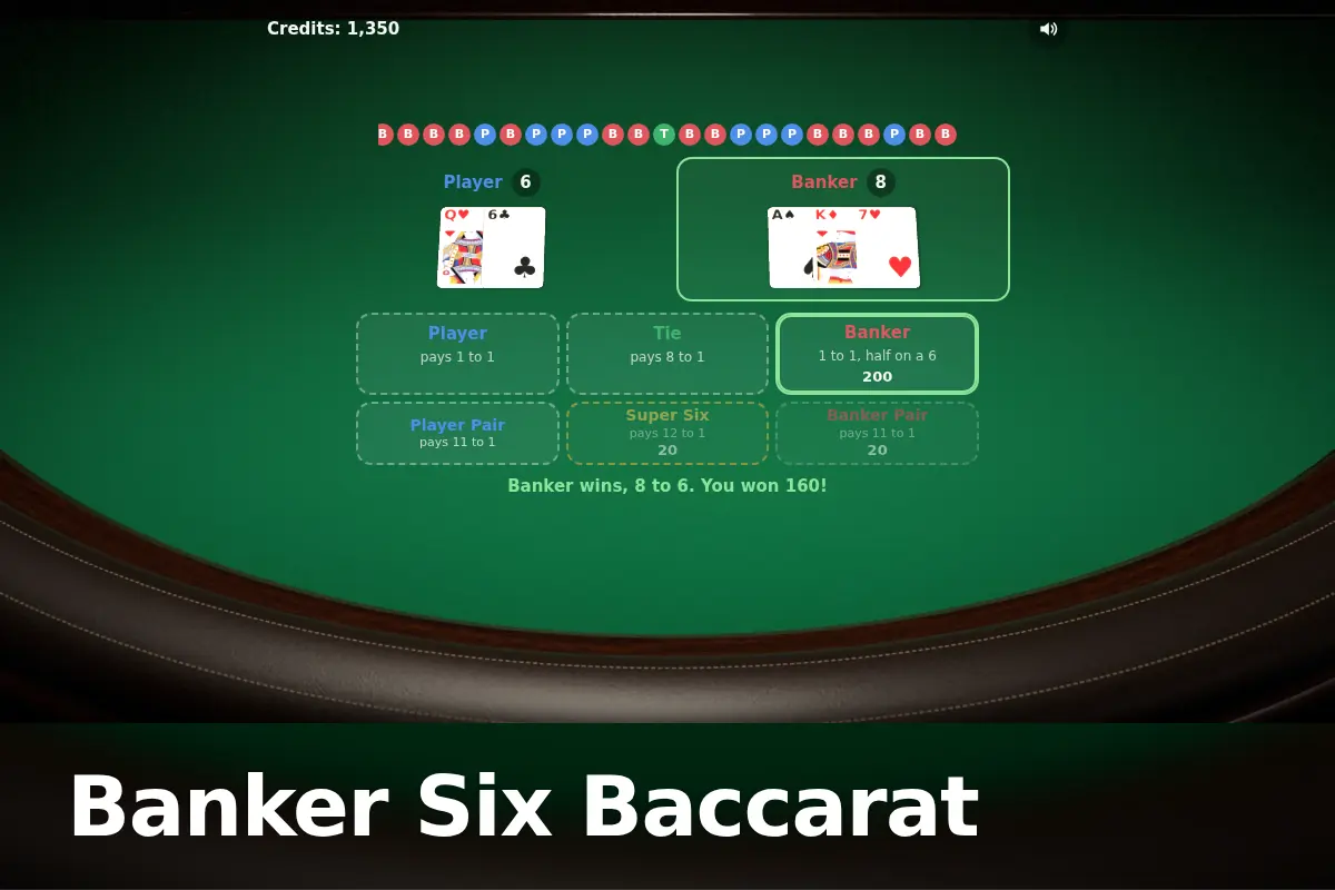 Banker Six Baccarat game screen