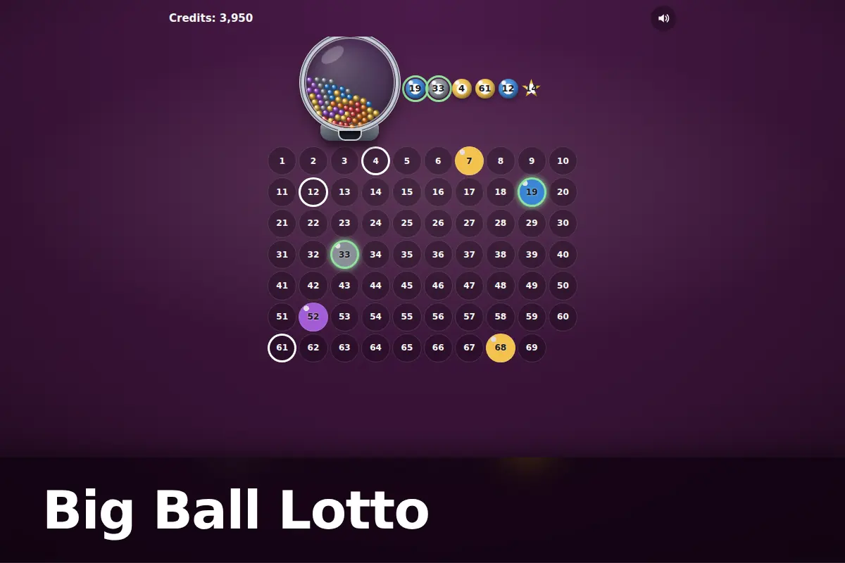 Big Ball Lotto game screen