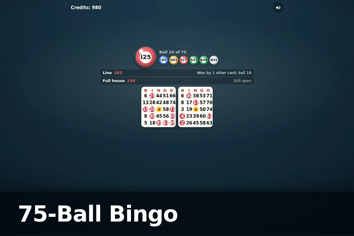 75-Ball Bingo game screen