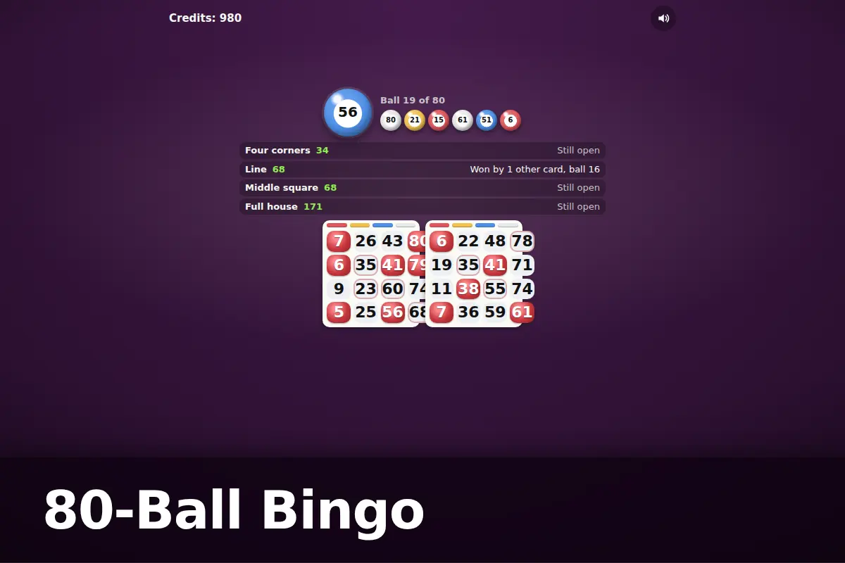 80-Ball Bingo game screen