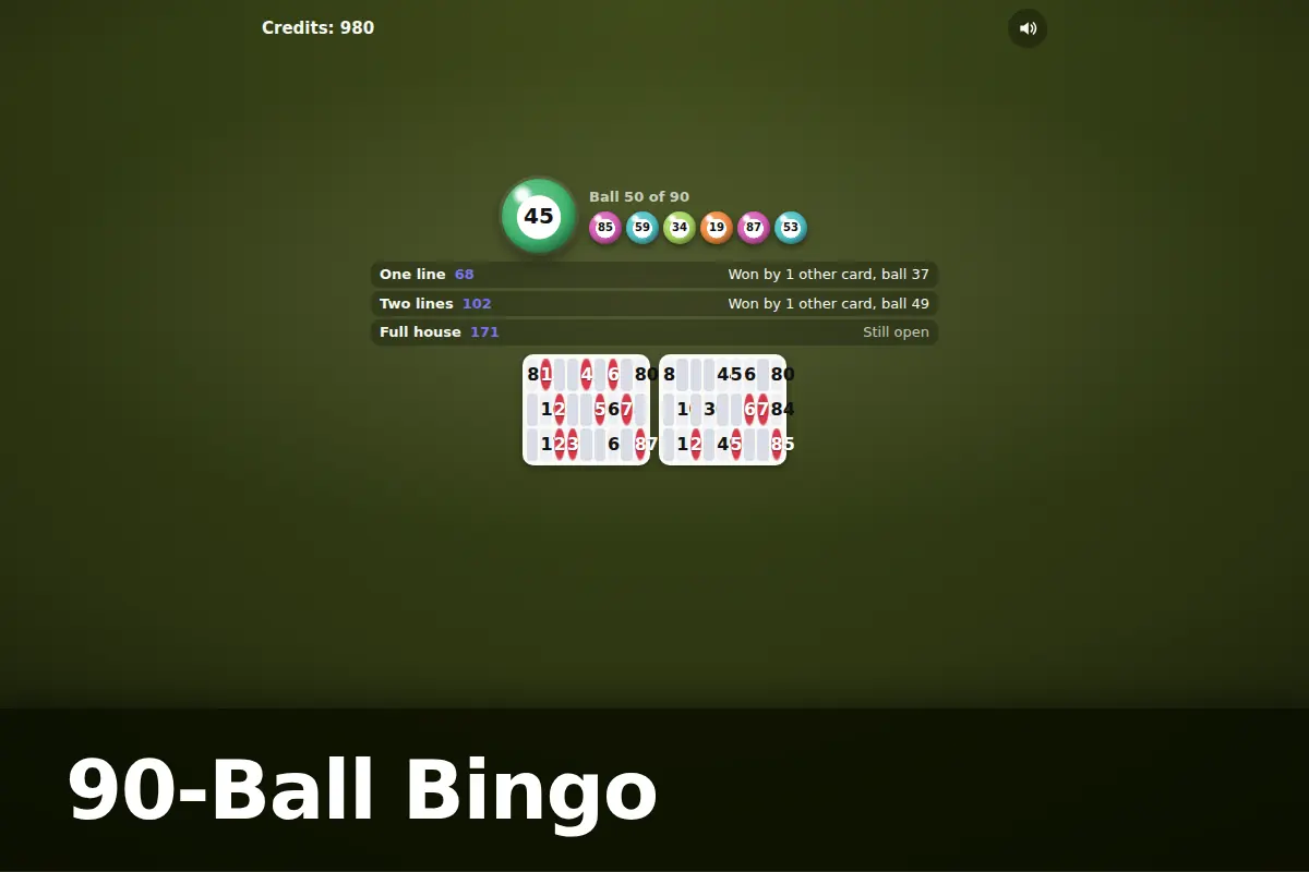 90-Ball Bingo game screen