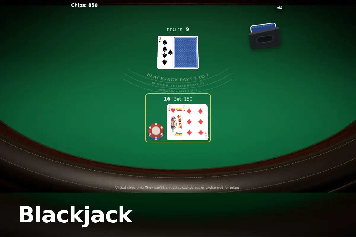 Blackjack game screen