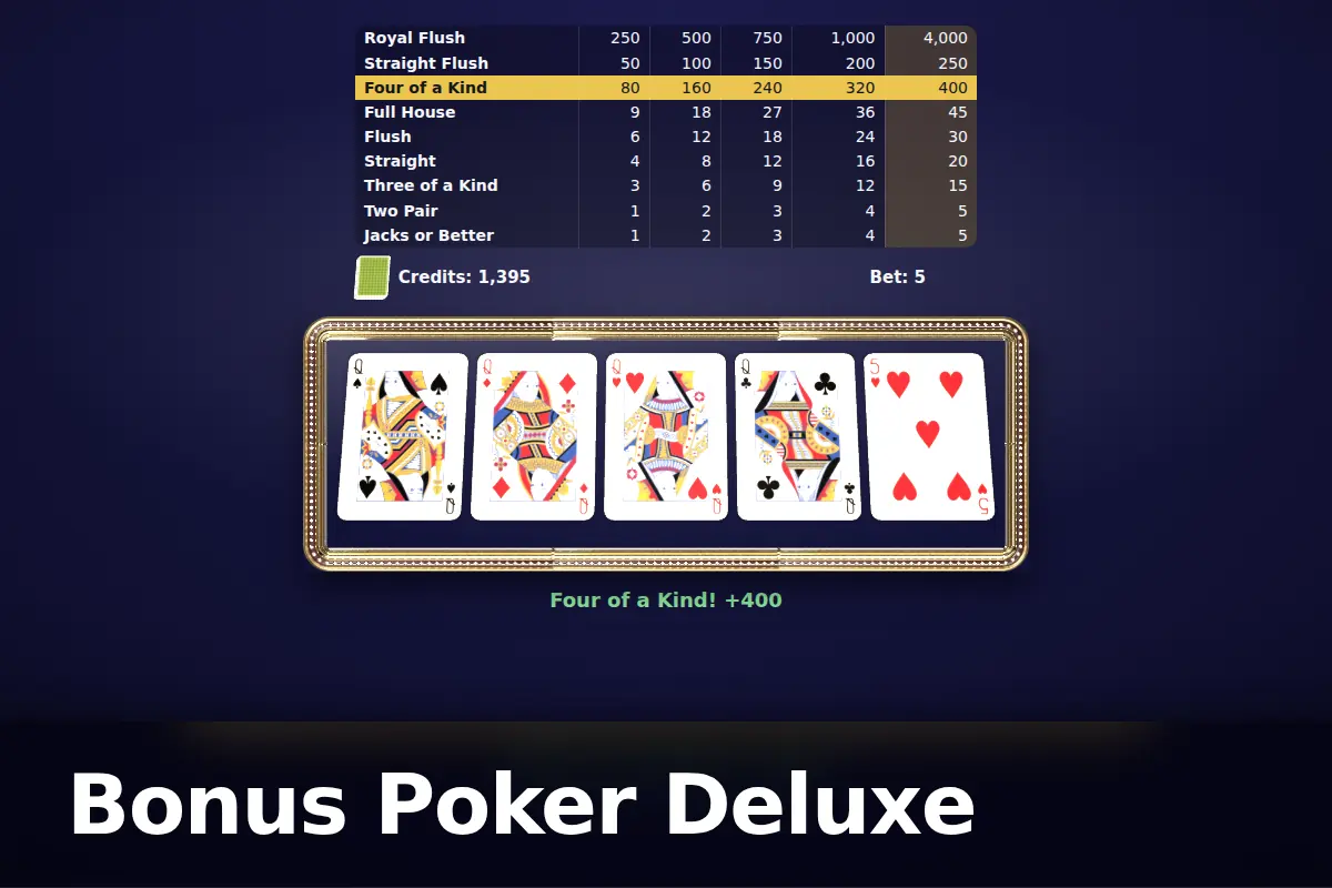 Bonus Poker Deluxe game screen