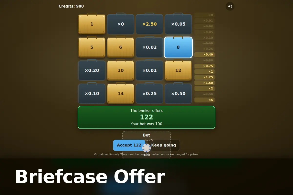 Briefcase Offer game screen