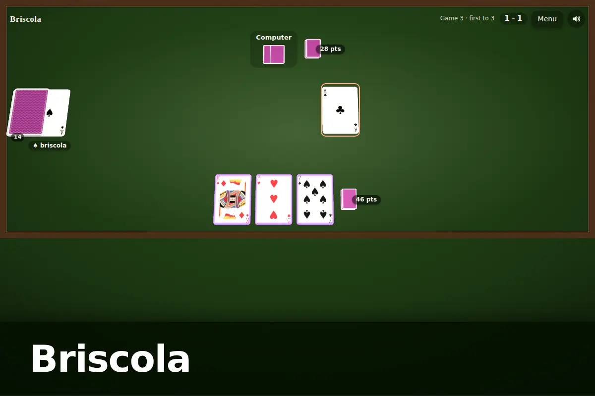 Briscola game screen
