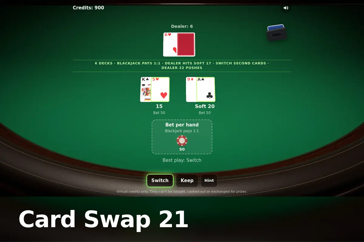 Card Swap 21 game screen