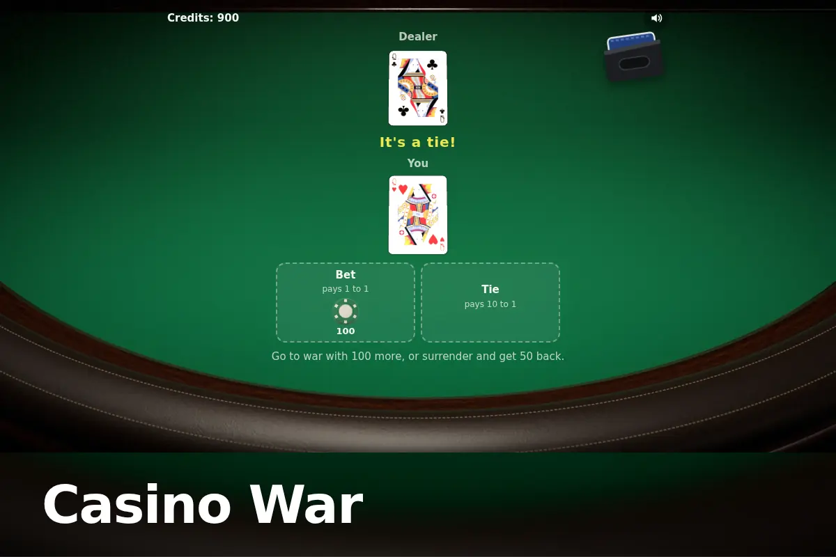 Casino War game screen