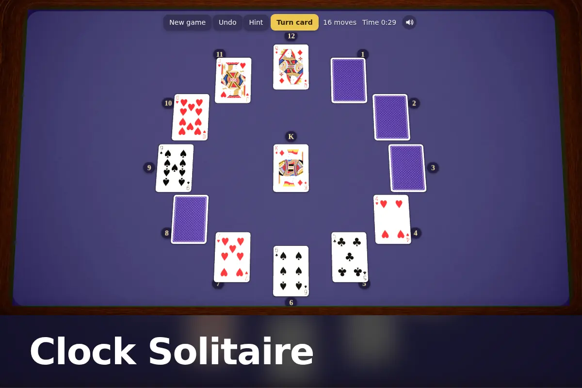 Clock Solitaire game screen