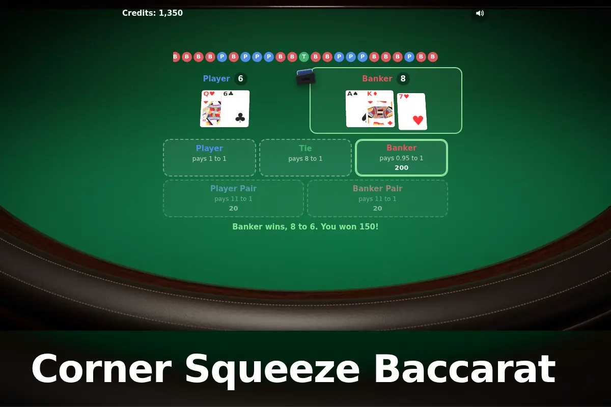 Corner Squeeze Baccarat game screen