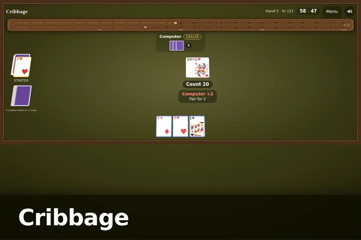 Cribbage game screen