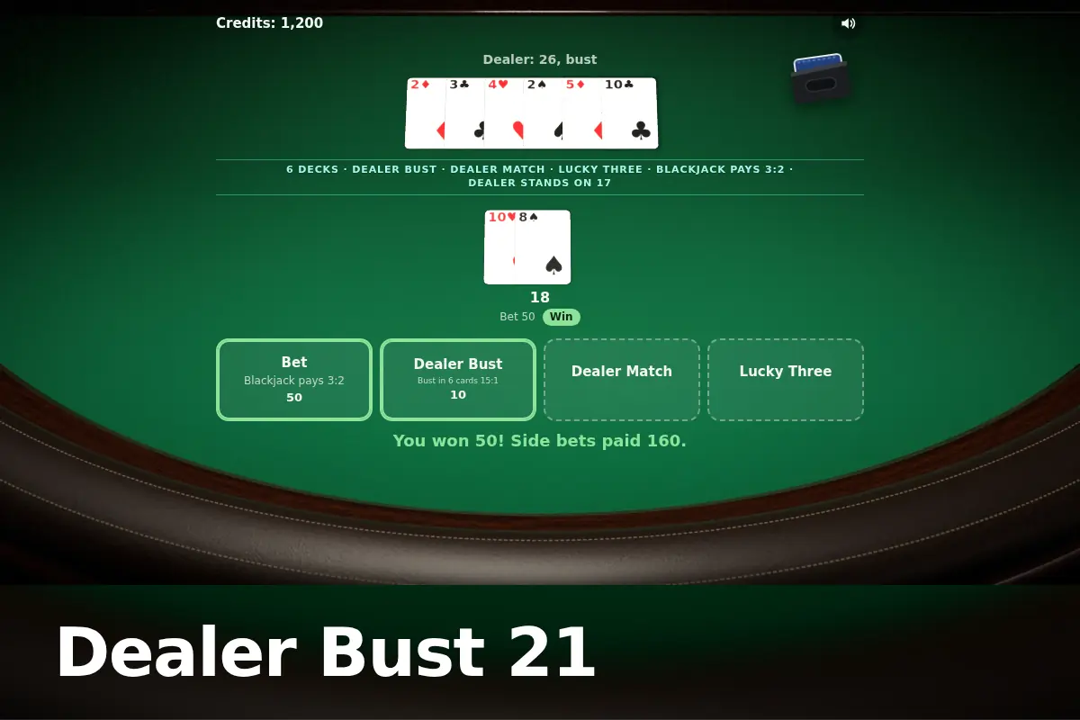 Dealer Bust 21 game screen