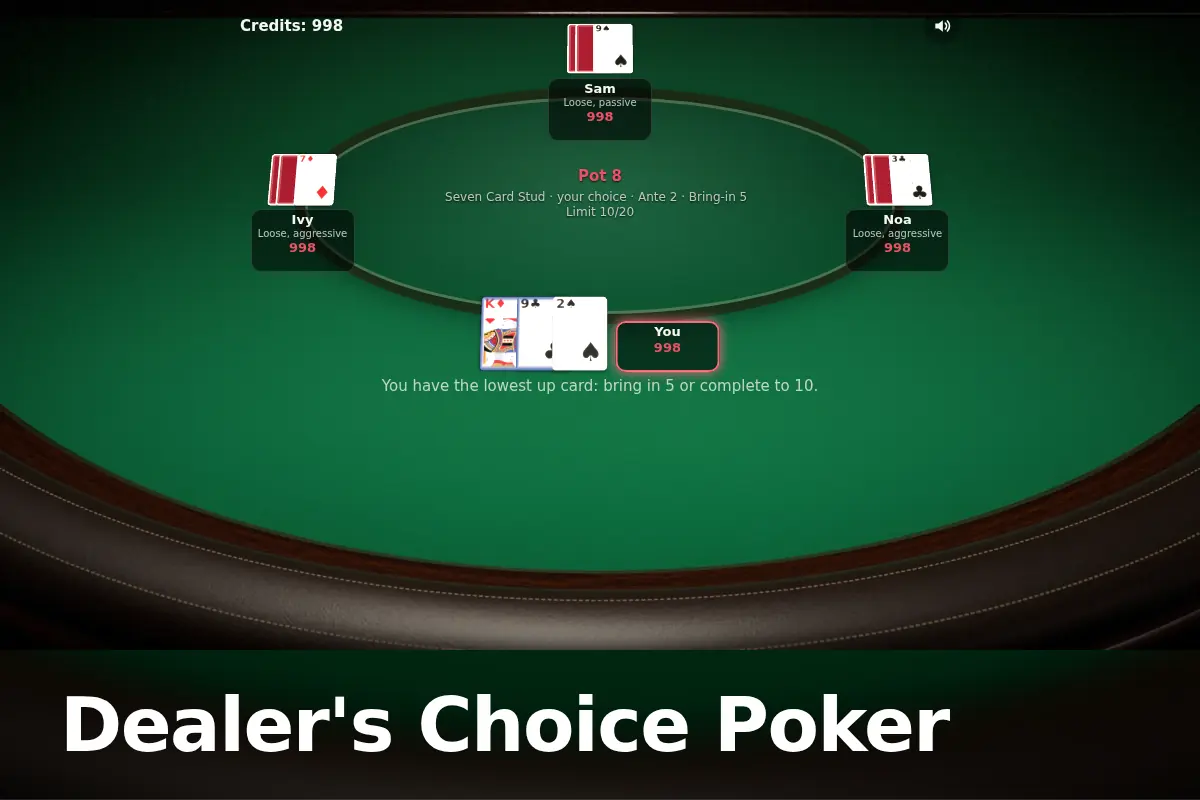 Dealer's Choice Poker game screen