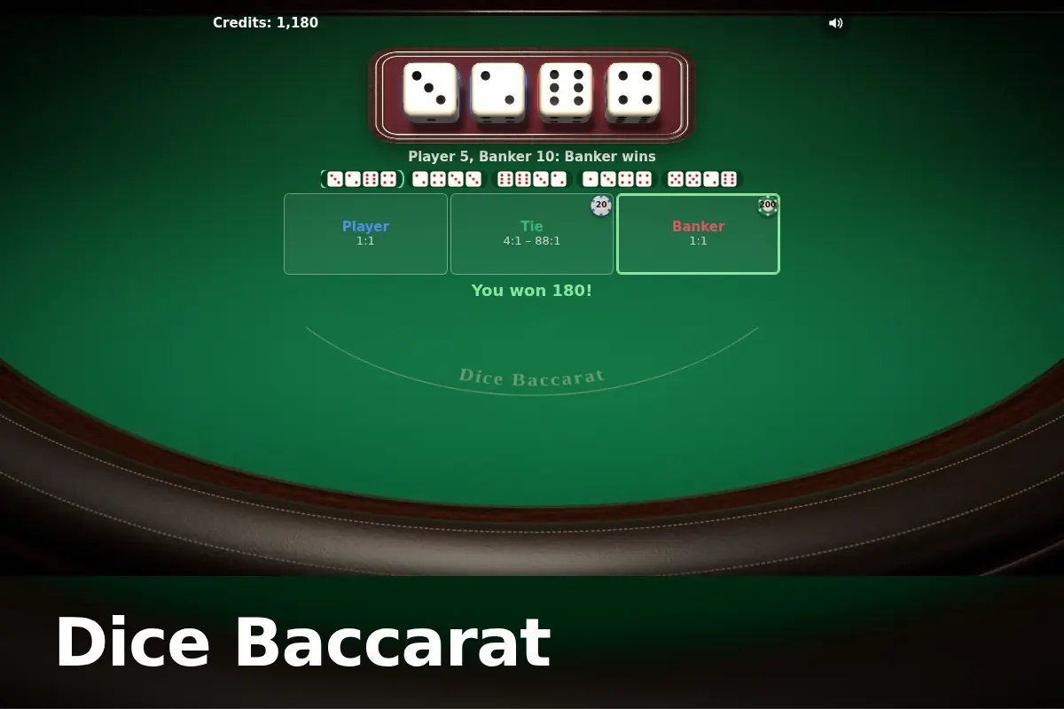 Dice Baccarat game screen