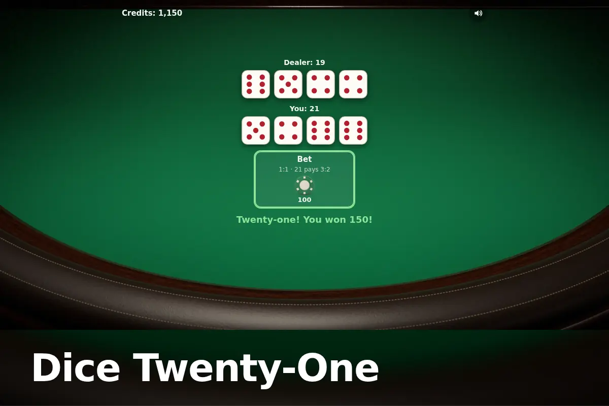 Dice Twenty-One game screen