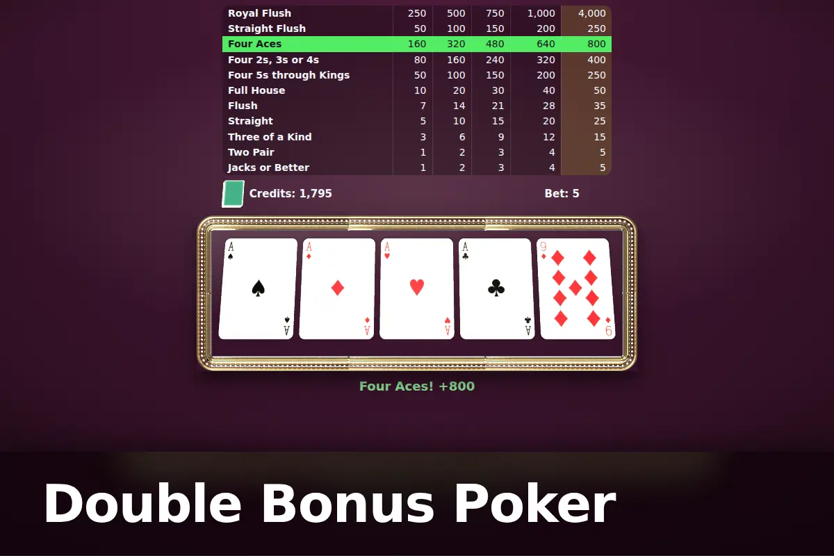 Double Bonus Poker game screen