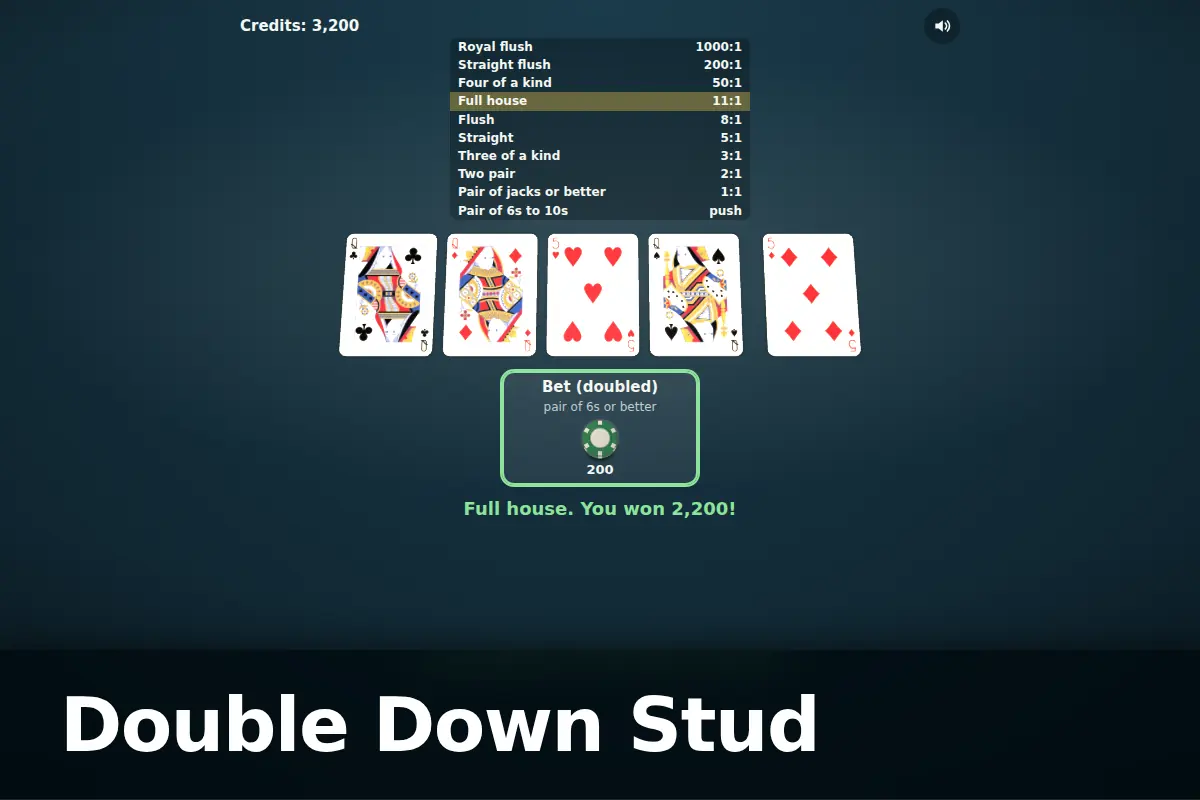 Double Down Stud game screen