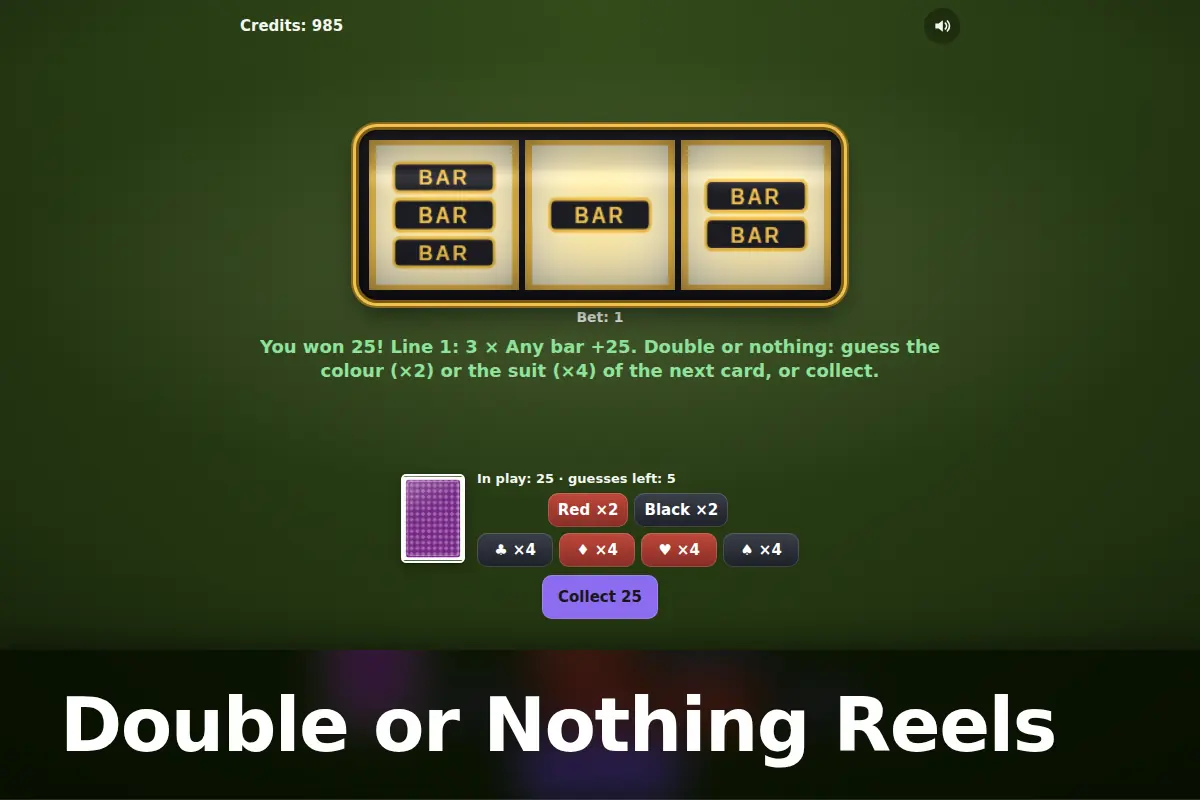 Double or Nothing Reels game screen