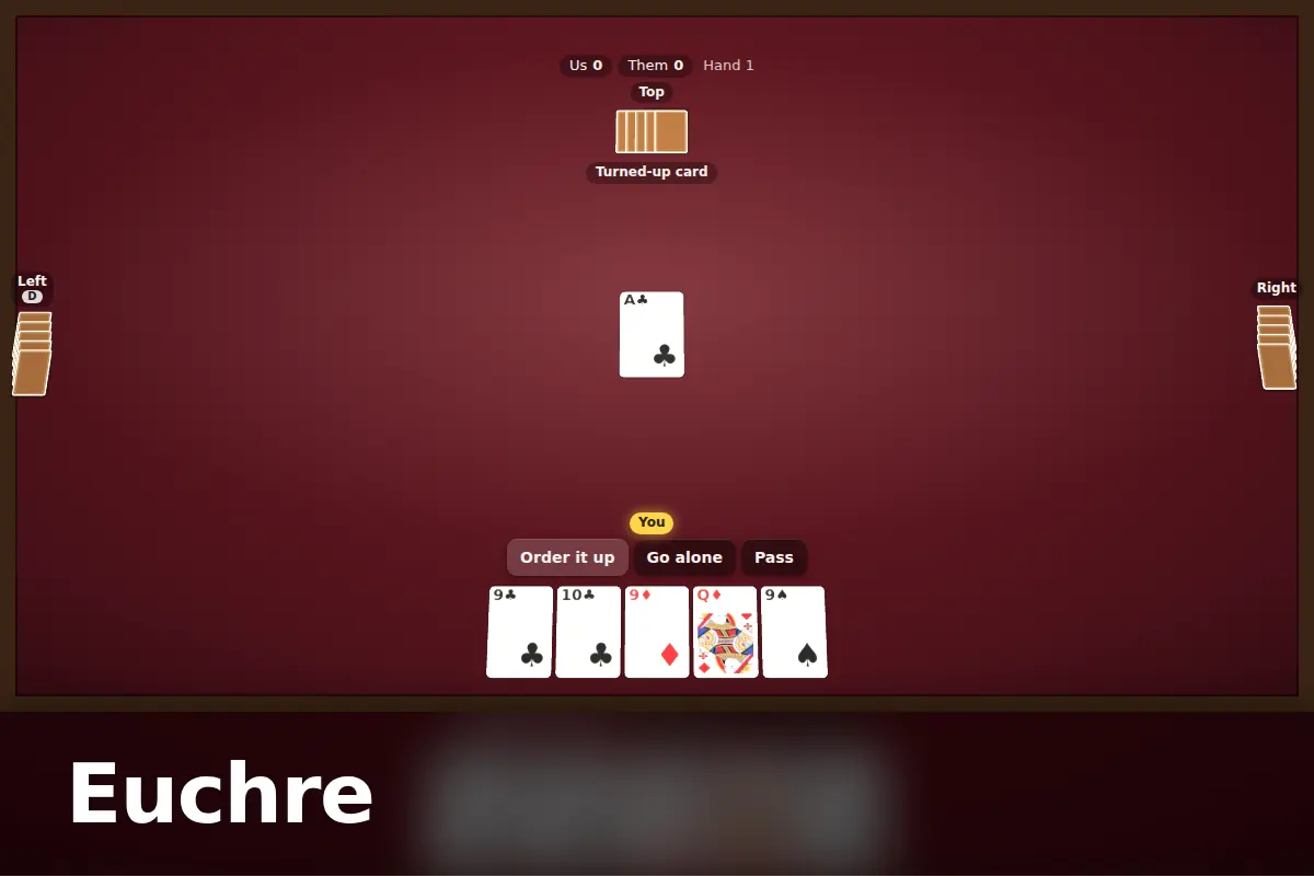 Euchre game screen