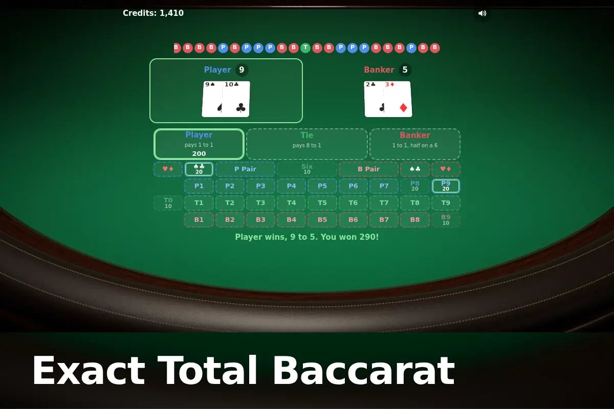 Exact Total Baccarat game screen