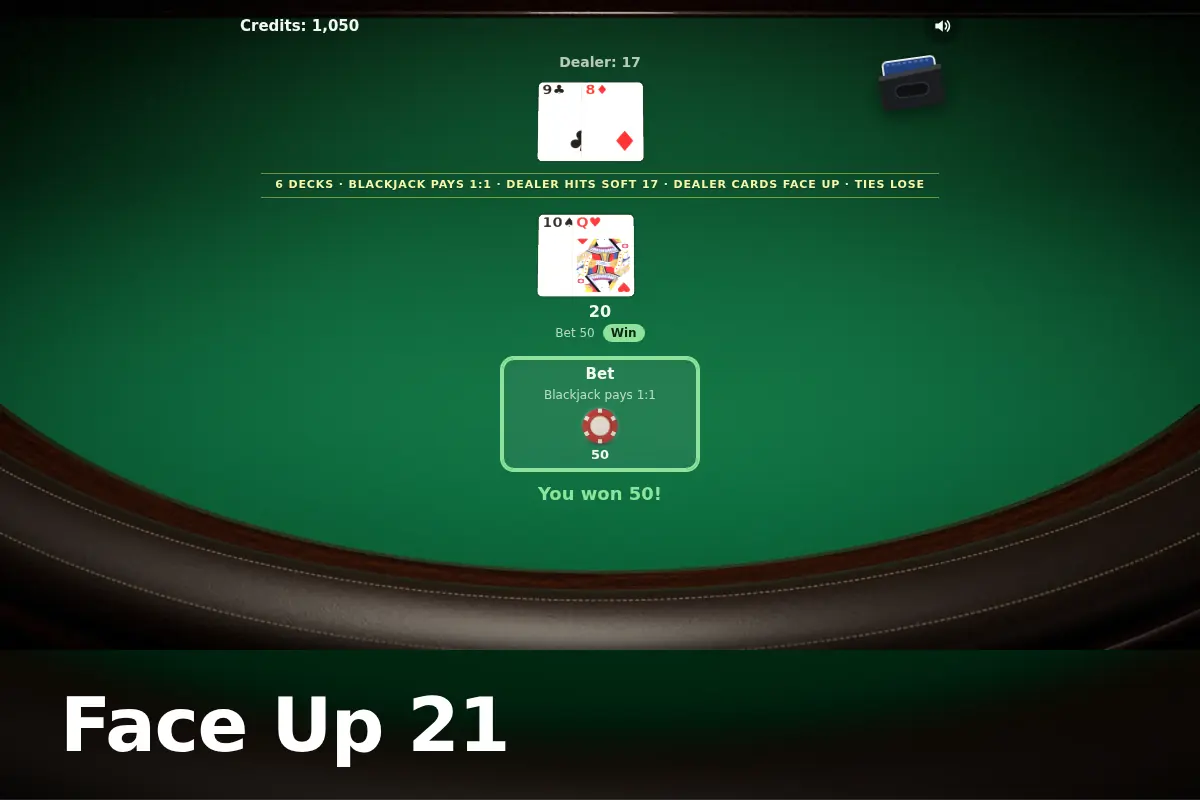 Face Up 21 game screen