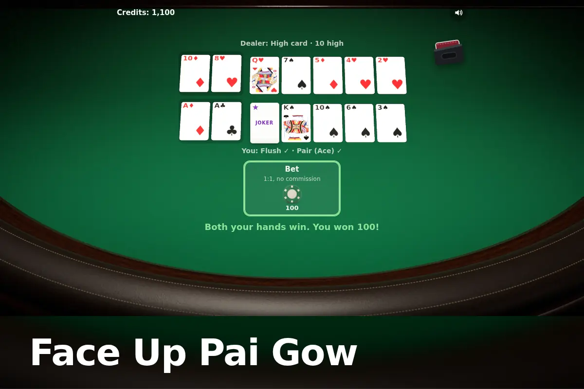 Face Up Pai Gow game screen