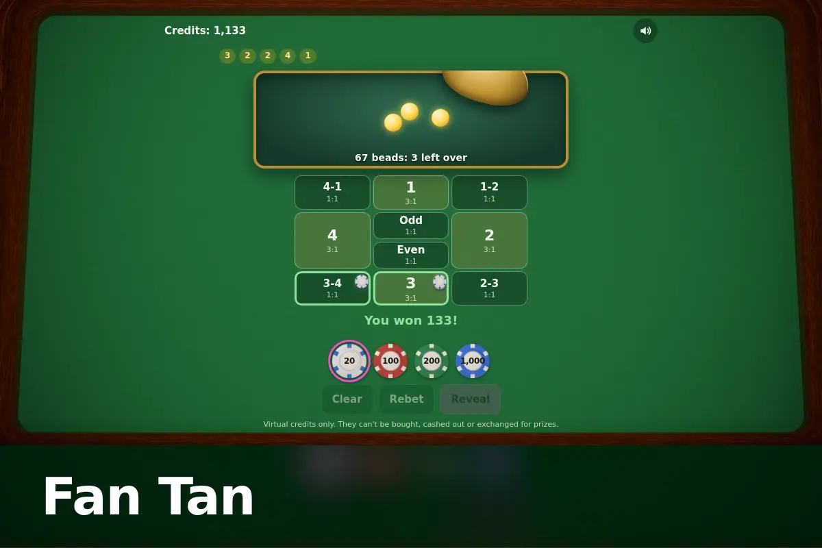 Fan Tan game screen