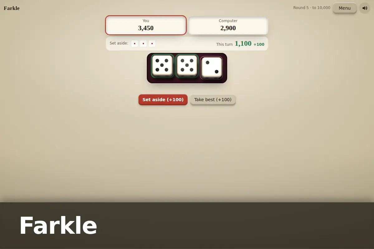 Farkle game screen