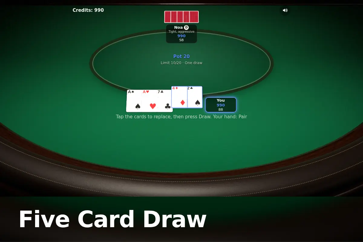 Five Card Draw game screen