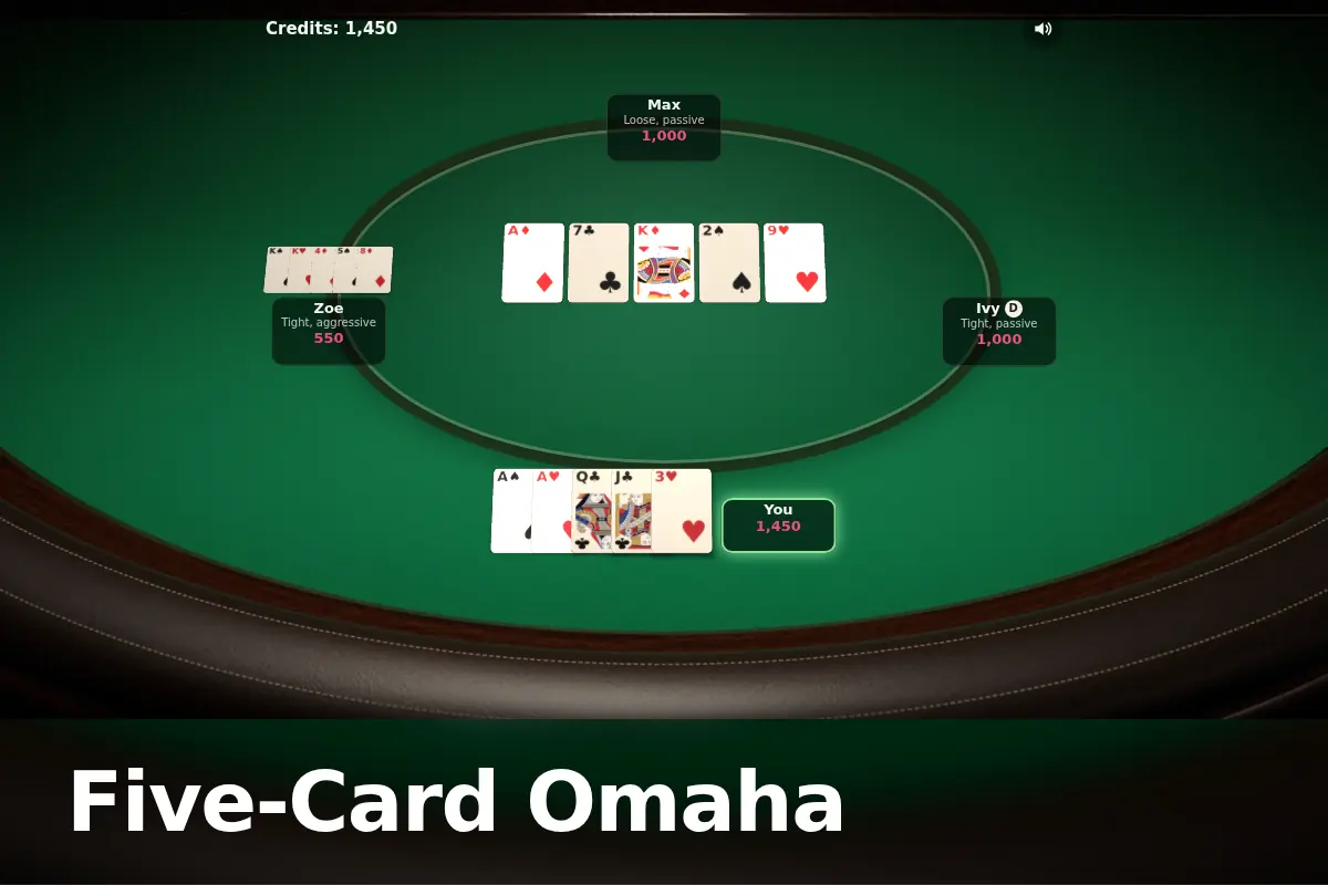 Five-Card Omaha game screen