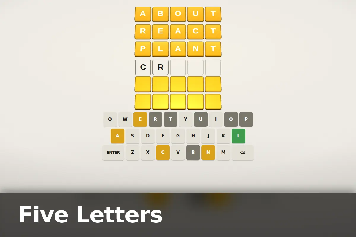 Five Letters game screen