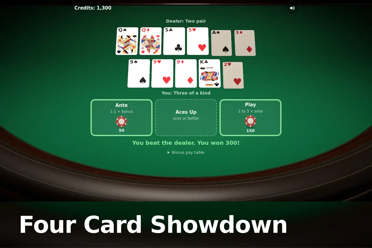 Four Card Showdown game screen
