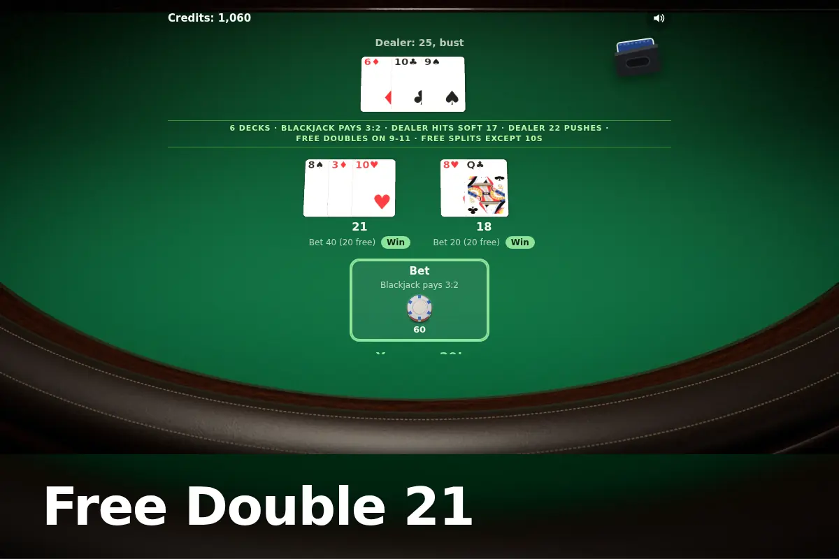Free Double 21 game screen