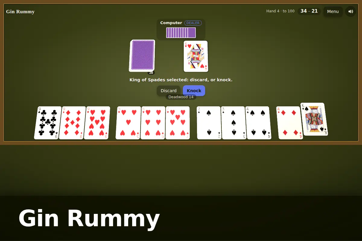 Gin Rummy game screen