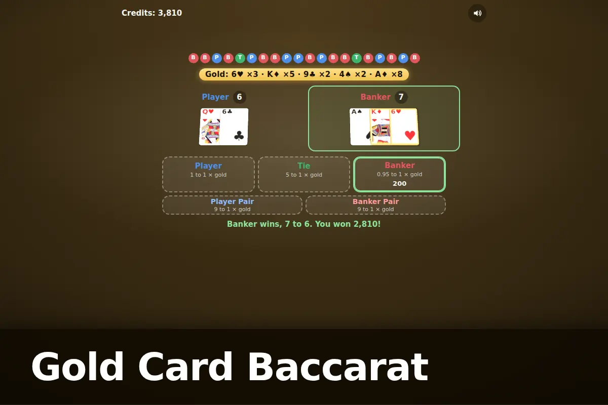 Gold Card Baccarat game screen
