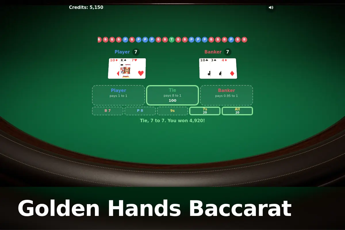 Golden Hands Baccarat game screen