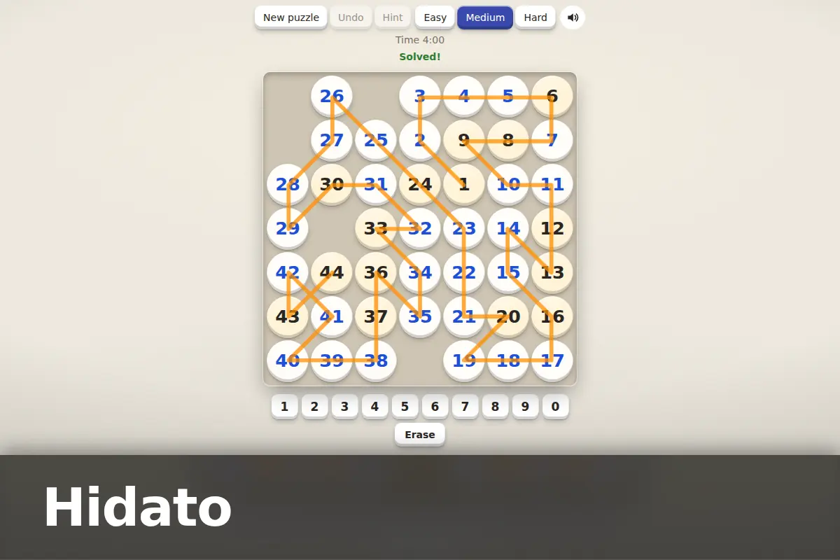 Hidato game screen
