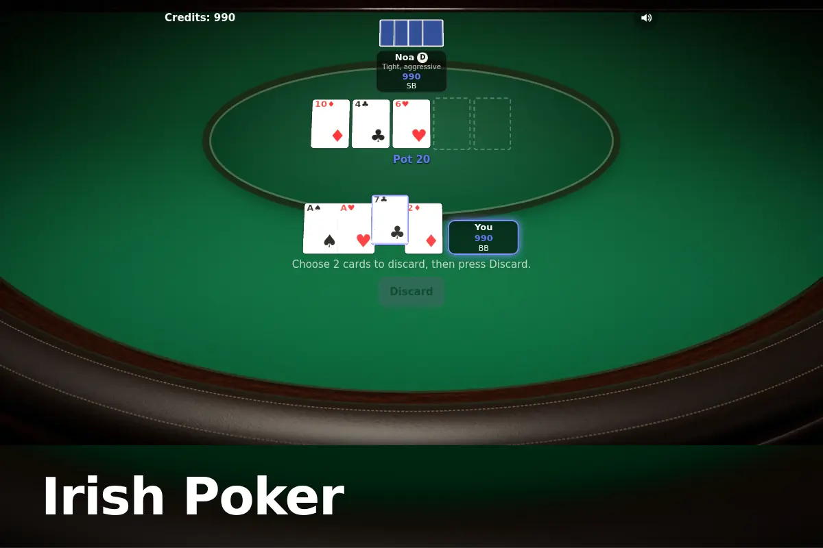 Irish Poker game screen