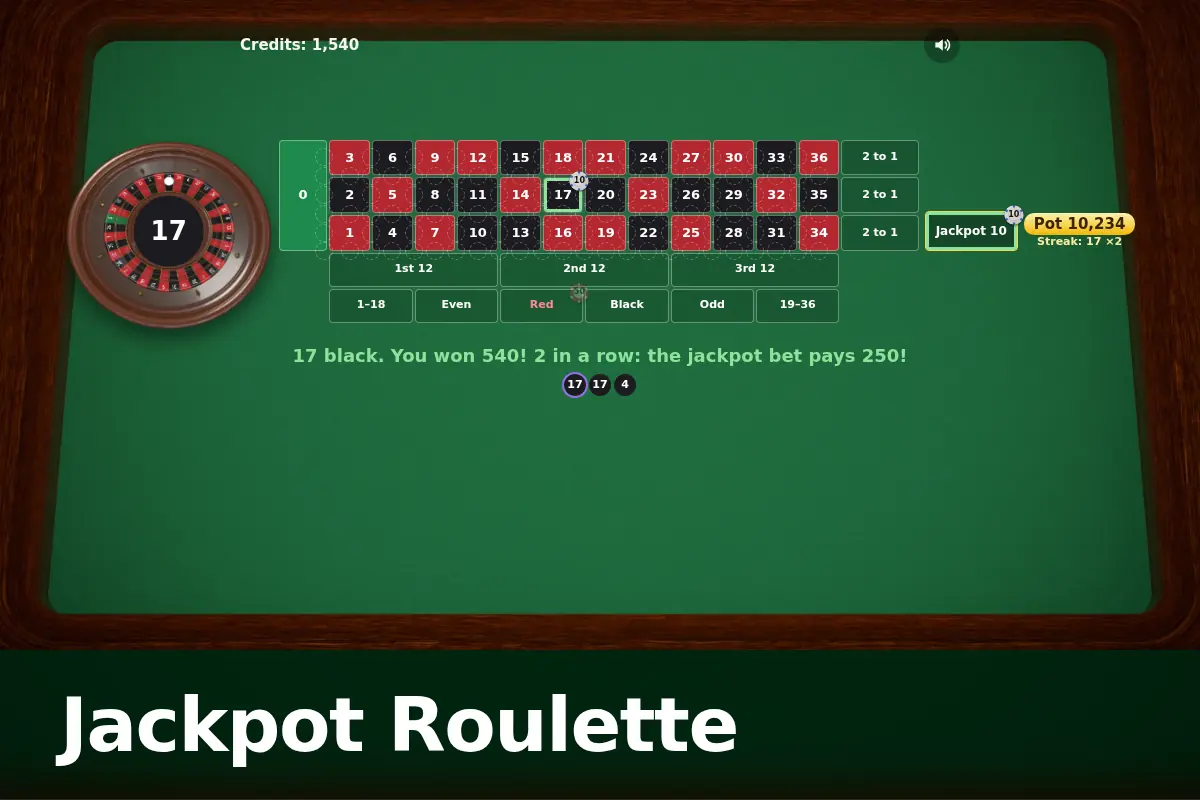 Jackpot Roulette game screen