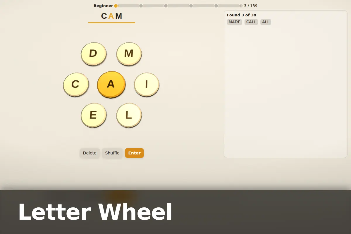 Letter Wheel game screen