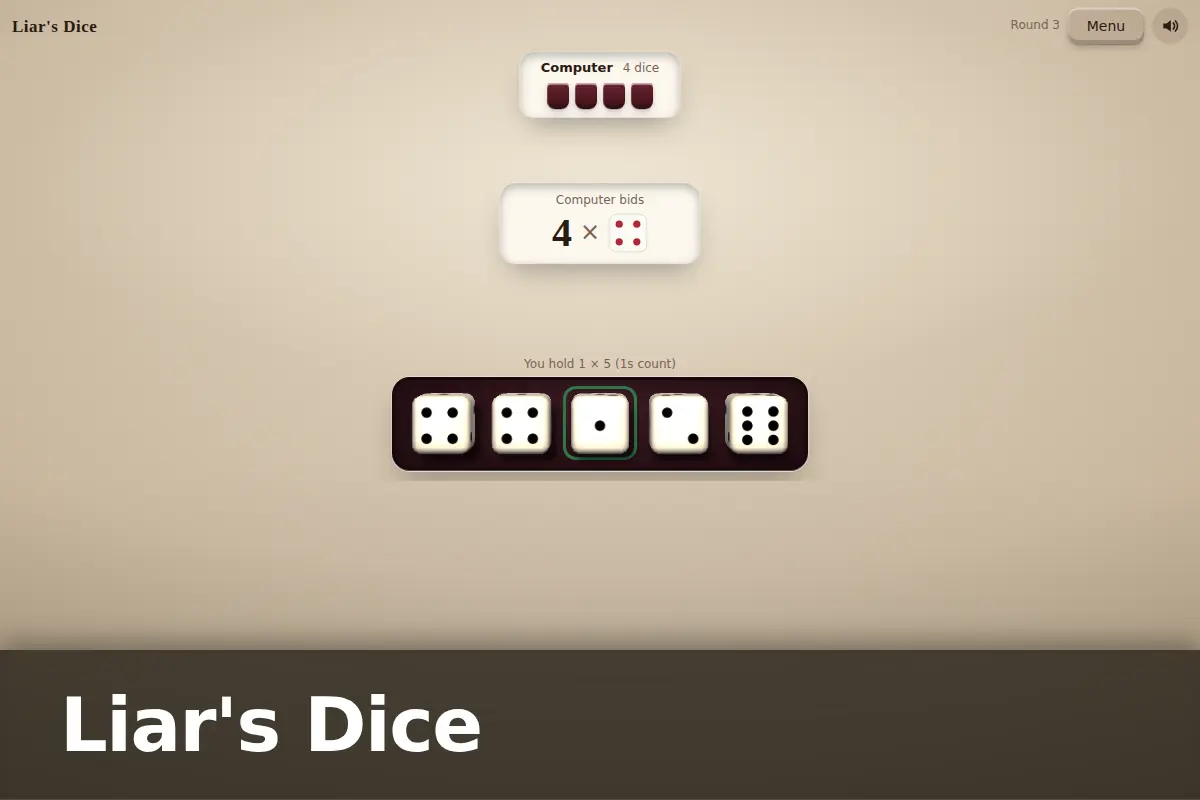 Liar's Dice game screen