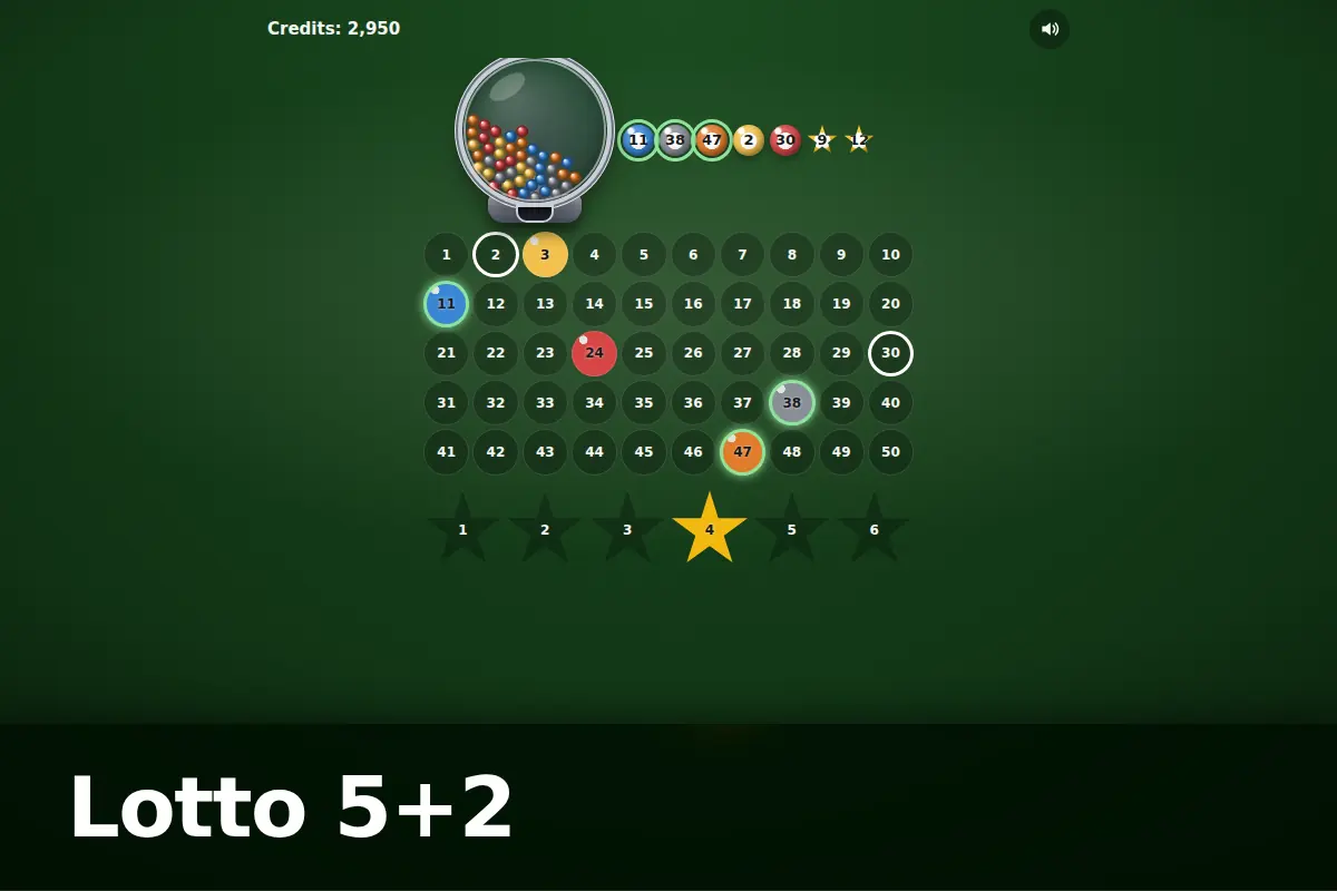 Lotto 5+2 game screen