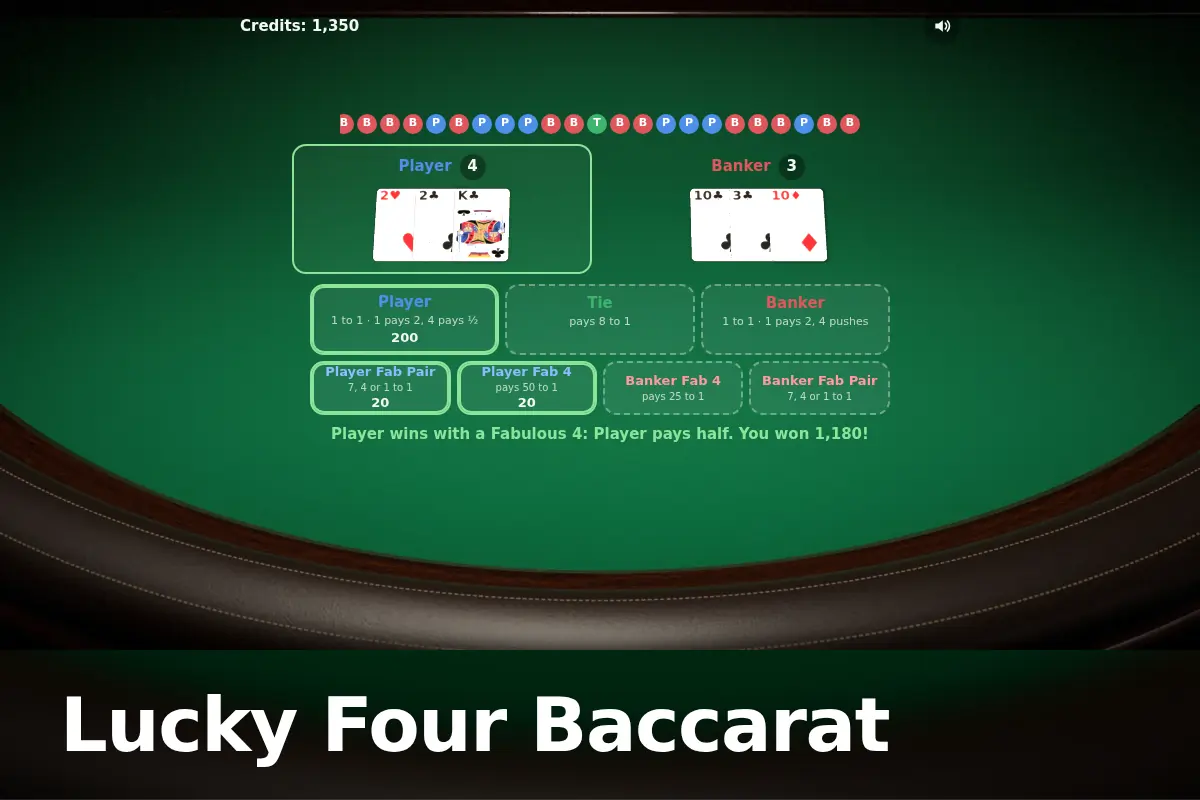 Lucky Four Baccarat game screen