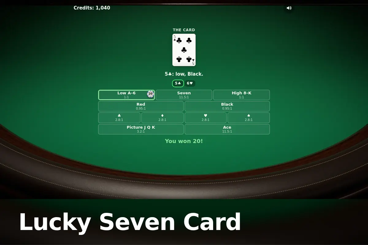 Lucky Seven Card game screen