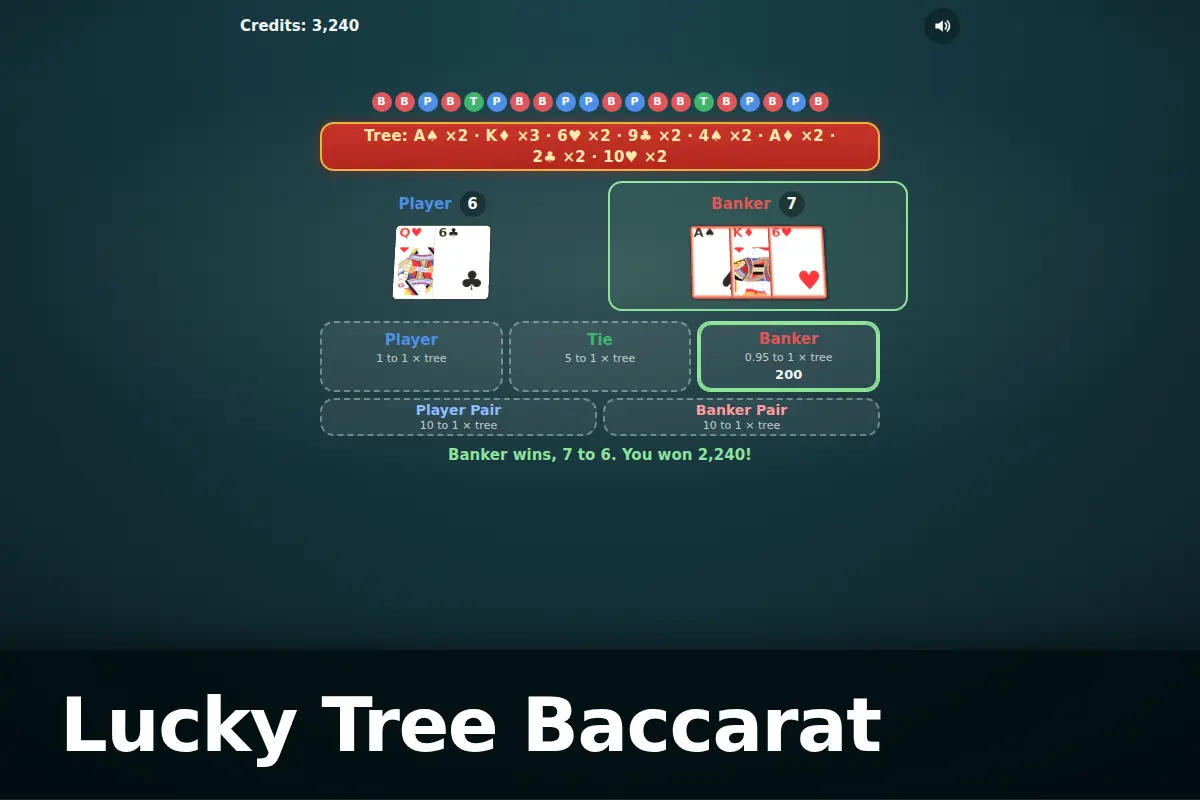 Lucky Tree Baccarat game screen